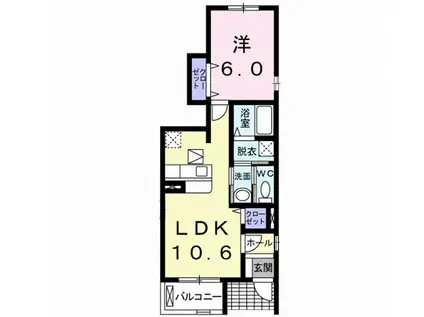 ボヌ-ル・シュプレーム A(1LDK/1階)の間取り写真