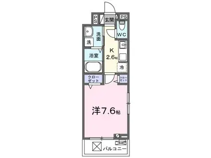 ＪＲ山陽本線 新下関駅 徒歩9分 3階建 新築(1K/3階)の間取り写真