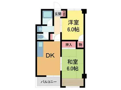 西甲子園ハイツ(2DK/3階)の間取り写真
