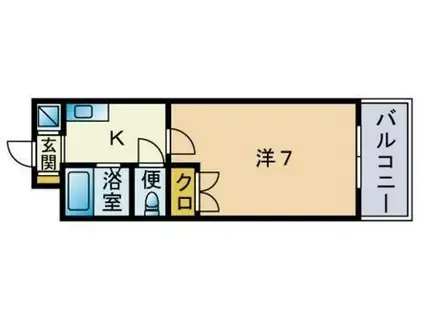 スライビング藤崎(1K/4階)の間取り写真