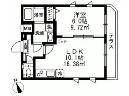 モン・シャトー新高円寺新館(1LDK/1階)の間取り写真