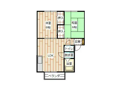 コーポ イシザワ(2LDK/2階)の間取り写真