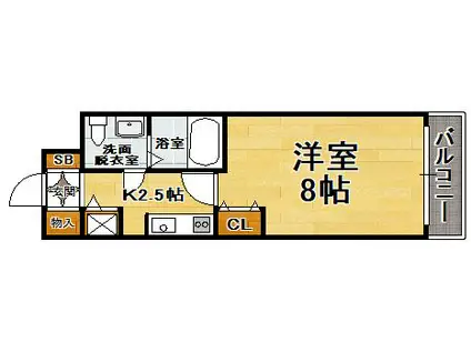 ピュアドームパルトーネ博多(1K/4階)の間取り写真