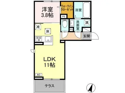 ミニョンサンクチノ(1LDK/2階)の間取り写真