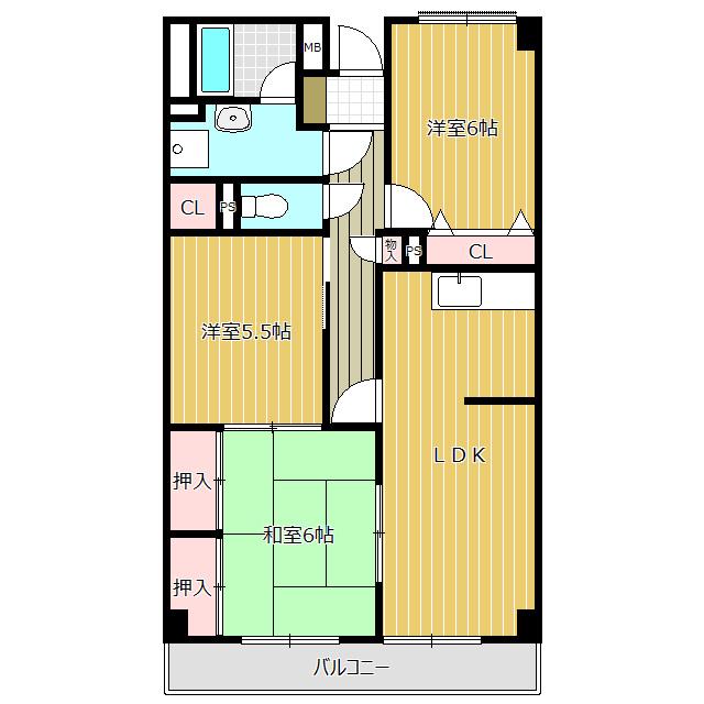 グランヒル(3LDK/3階)の間取り写真