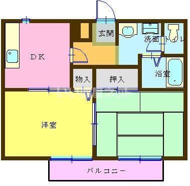 サンガーデン勝本A(2DK/2階)の間取り写真