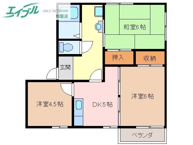 アネックスN(3DK/1階)の間取り写真