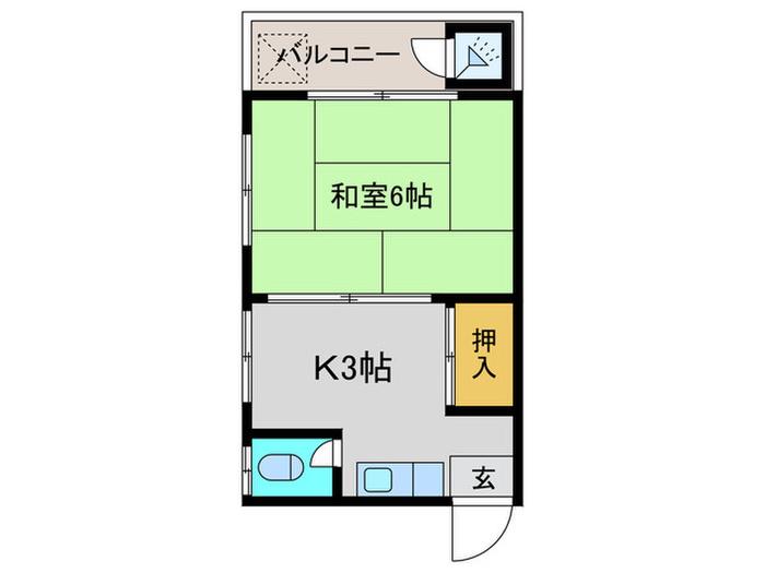 杉本ビル(1K/5階)の間取り写真