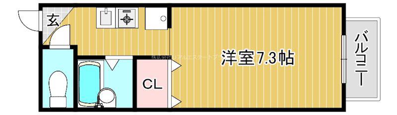 ハイツ玉川7(1K/2階)の間取り写真