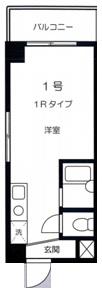 熊谷朝日第二ハイツ(ワンルーム/4階)の間取り写真