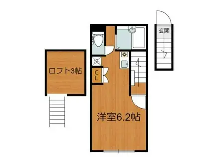 ヴィラ・メゾン・鶴川(1K/2階)の間取り写真