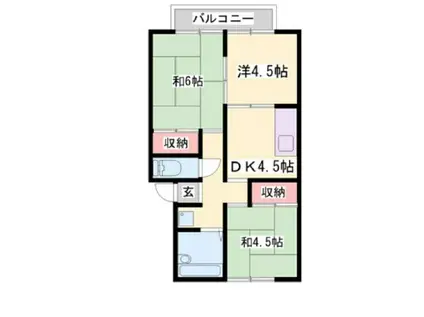 プレジール・オキ 西棟(3DK/1階)の間取り写真