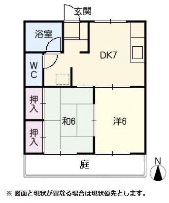 ハラマキハイツF棟(2DK/2階)の間取り写真
