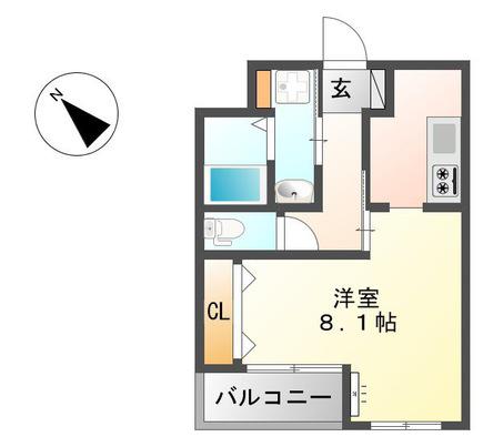 コンフォース栄(1K/2階)の間取り写真