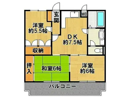 エクセルウィンズ(3DK/4階)の間取り写真