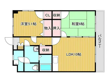 レジデンス近江(2LDK/4階)の間取り写真