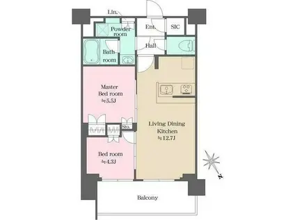 ウエリスアーバン水天宮前(2LDK/12階)の間取り写真