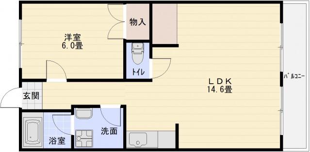 ノーブル国分(1LDK/4階)の間取り写真