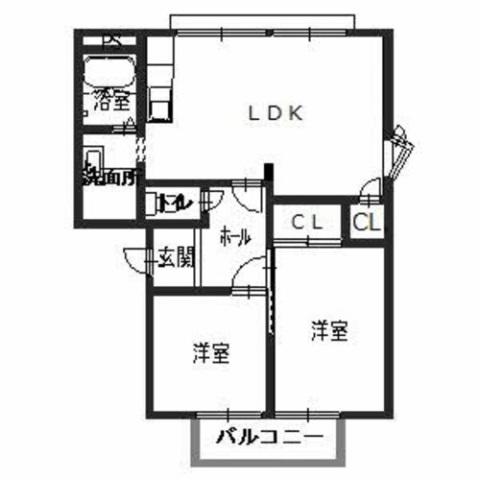 アメニティフォレストB(2LDK/2階)の間取り写真