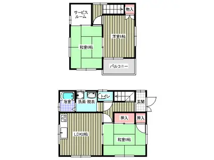 洲崎ハイツ(3SDK/1階)の間取り写真