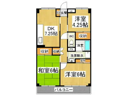 ニットー上高地コーポ(3DK/5階)の間取り写真