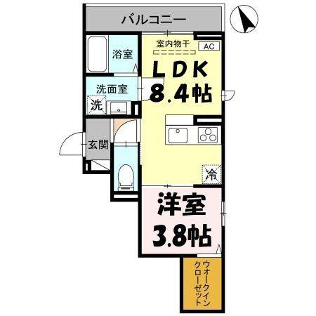 D-EST(1LDK/2階)の間取り写真