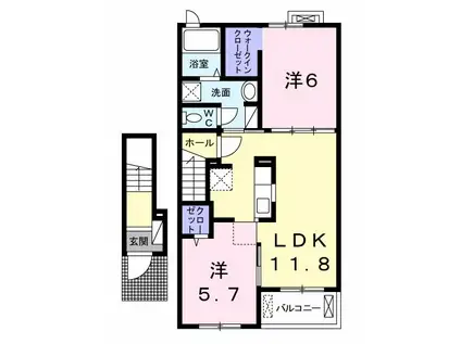 S&AスクエアVI(2LDK/2階)の間取り写真