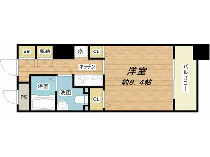 メゾンドヴィレ大阪城公園前(1K/15階)の間取り写真