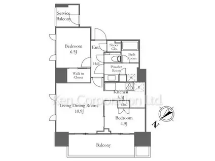 HARUMI FLAG PORT VILLAGE(2LDK/16階)の間取り写真