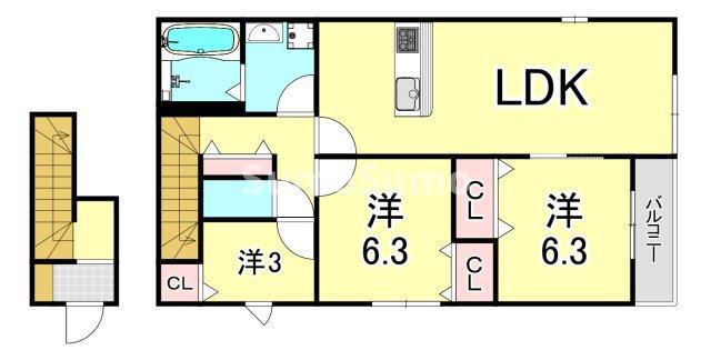 MAISON DE HIRO 2(3LDK/2階)の間取り写真