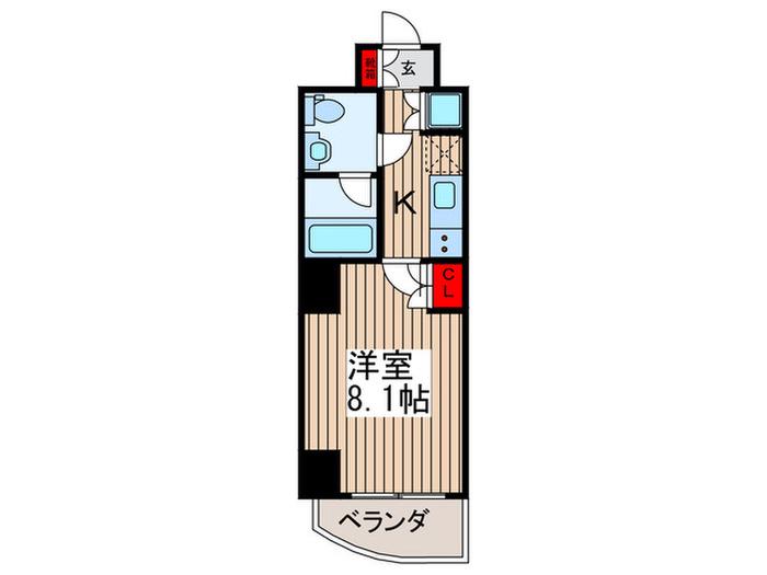 メイクスデザイン門前仲町グローブ(1K/11階)の間取り写真