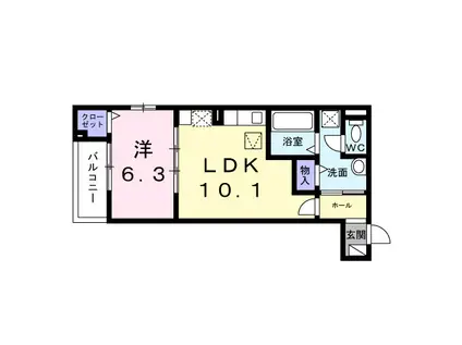 モンテリザイア紀和(1LDK/1階)の間取り写真