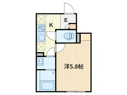 カインドネス蕨V(1K/1階)の間取り写真