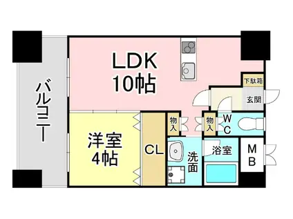 LEON下到津(1LDK/9階)の間取り写真