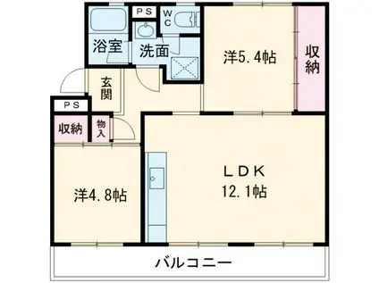 ヴィラナリー屋島 7号棟(2LDK/5階)の間取り写真