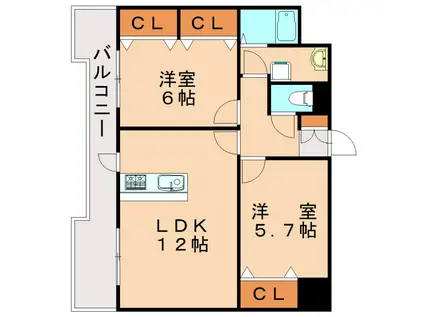 ETRANGE(2LDK/2階)の間取り写真