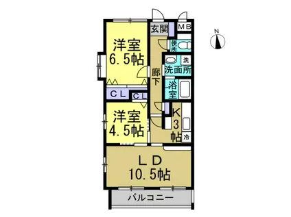 クリスタルスクエア(2LDK/1階)の間取り写真