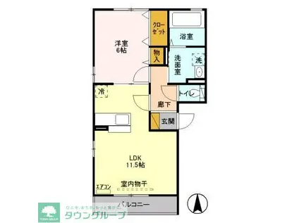 ロイヤルヒル共栄I(1LDK/2階)の間取り写真