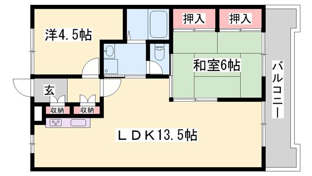 エステートピア香呂(2LDK/3階)の間取り写真