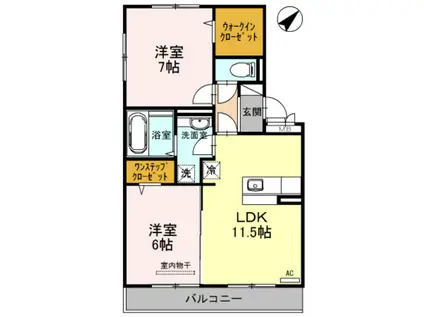 ウエストゲート(2LDK/3階)の間取り写真
