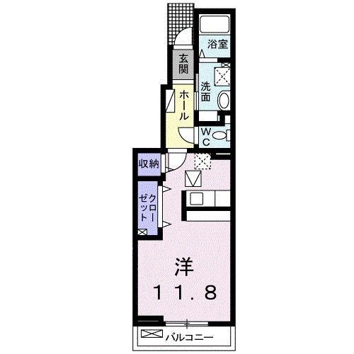 しいの木A(ワンルーム/1階)の間取り写真