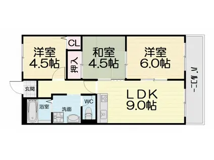 パークサイドマンション(3LDK/3階)の間取り写真
