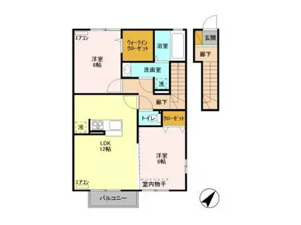 クレストヴィラII(2LDK/2階)の間取り写真