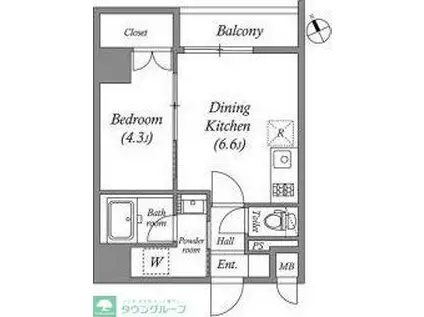 クオリタス浜田山(1DK/1階)の間取り写真