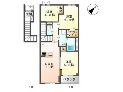 侑信輪II(3LDK/2階)の間取り写真