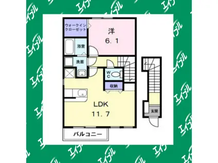 MOON PATIO(1LDK/2階)の間取り写真