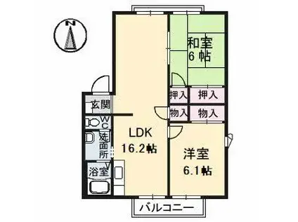 フレグランス中塚A棟(2LDK/2階)の間取り写真
