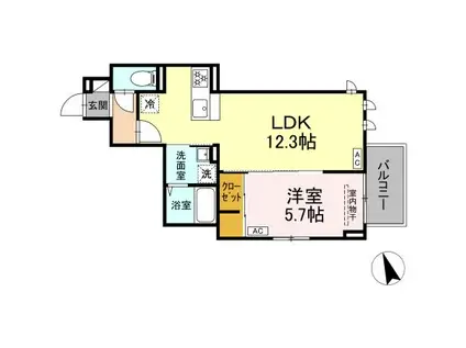 ASSET-COURT調布ヶ丘(1LDK/2階)の間取り写真