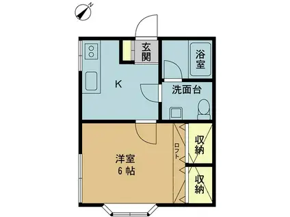 ベルシオン新潟I(1K/1階)の間取り写真