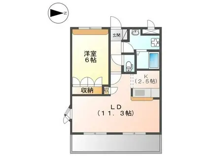 サンシャイン1号館(1LDK/1階)の間取り写真